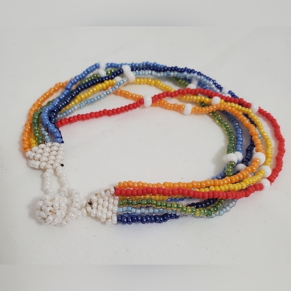 Handmade Rainbow 🌈 Beaded 7 Strand Button Closure Bracelet